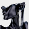 Crystal Rhinestone Crisscross Fringe Pageant Earrings | Prom Earrings