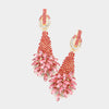 Coral Crystal Abstract Cluster Pageant Earrings  | Prom Earrings