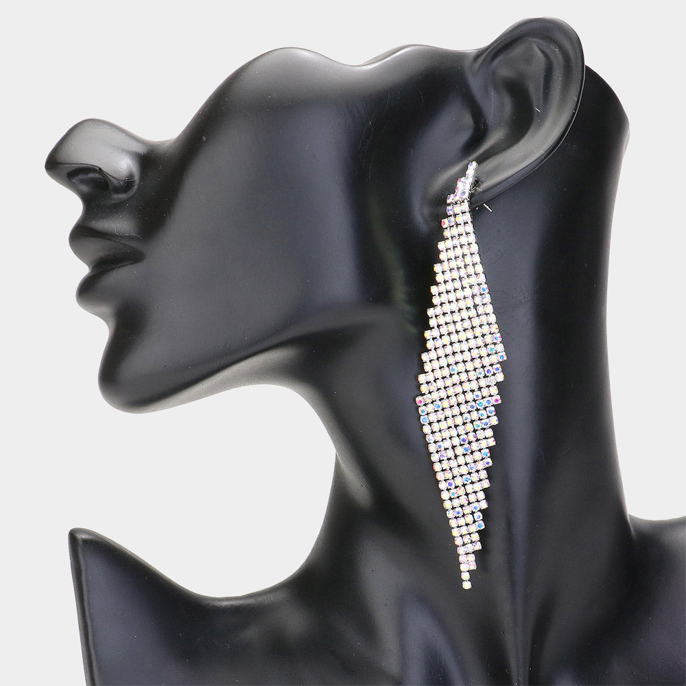 AB Rhinestone Abstract Paved Pageant Earrings | Prom Earrings