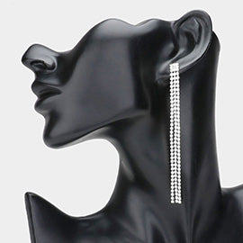 3 Strand Crystal Rhinestone Fringe Pageant Earrings  | Long Rhinestone Earrings
