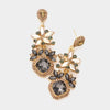 Multi-Color Crystal Rhinestone Floral Pageant Earrings | Prom Earrings