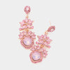 Light Rose Crystal & Opal Rhinestone Floral Pageant Earrings | Prom Earrings