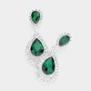  Little Girls Emerald Crystal Teardrop and Rhinestone Drop Earrings