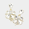 Clear Crystal Teardrop Stone Dangle Pageant Earrings on Gold | Fun Fashion Earrings