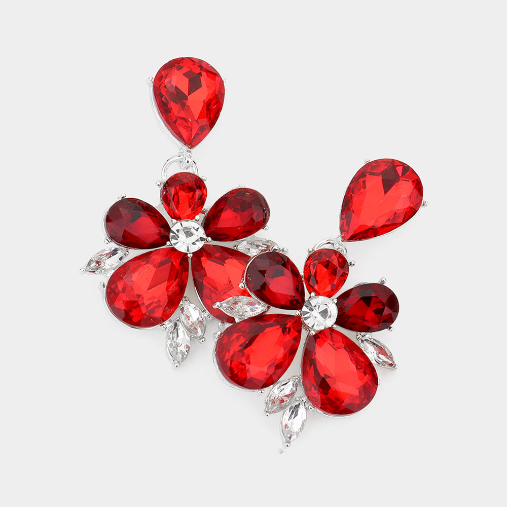 Red Crystal Teardrop Stone Dangle Pageant Earrings | Fun Fashion Earrings
