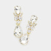 Double Teardrop Clear Dangle Pageant Earrings | Homecoming Earrings on Gold | 594705