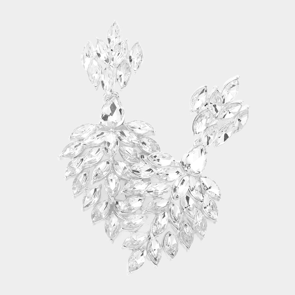 Clear Marquise Cluster Stone Chandelier Earrings | Pageant Earrings | Prom Earrings