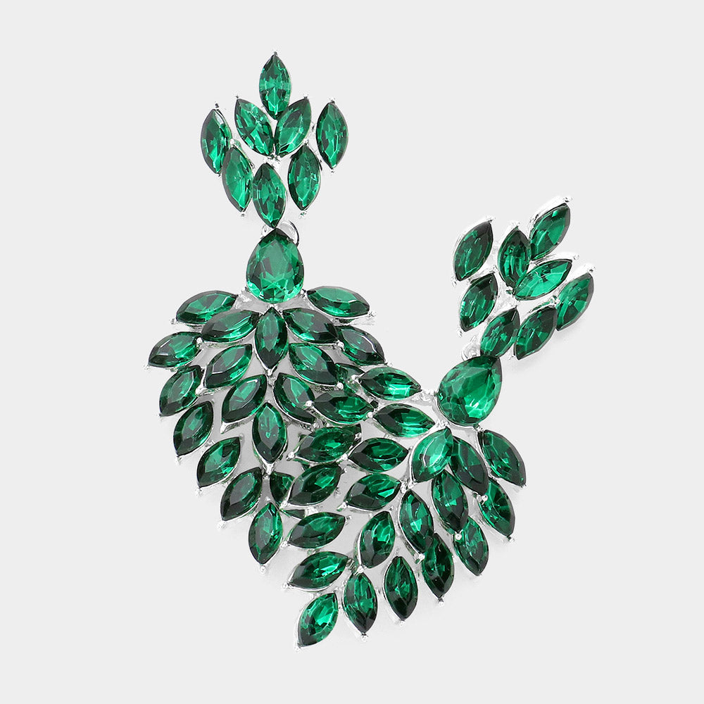 Emerald Marquise Cluster Stone Chandelier Earrings | Pageant Earrings | Prom Earrings