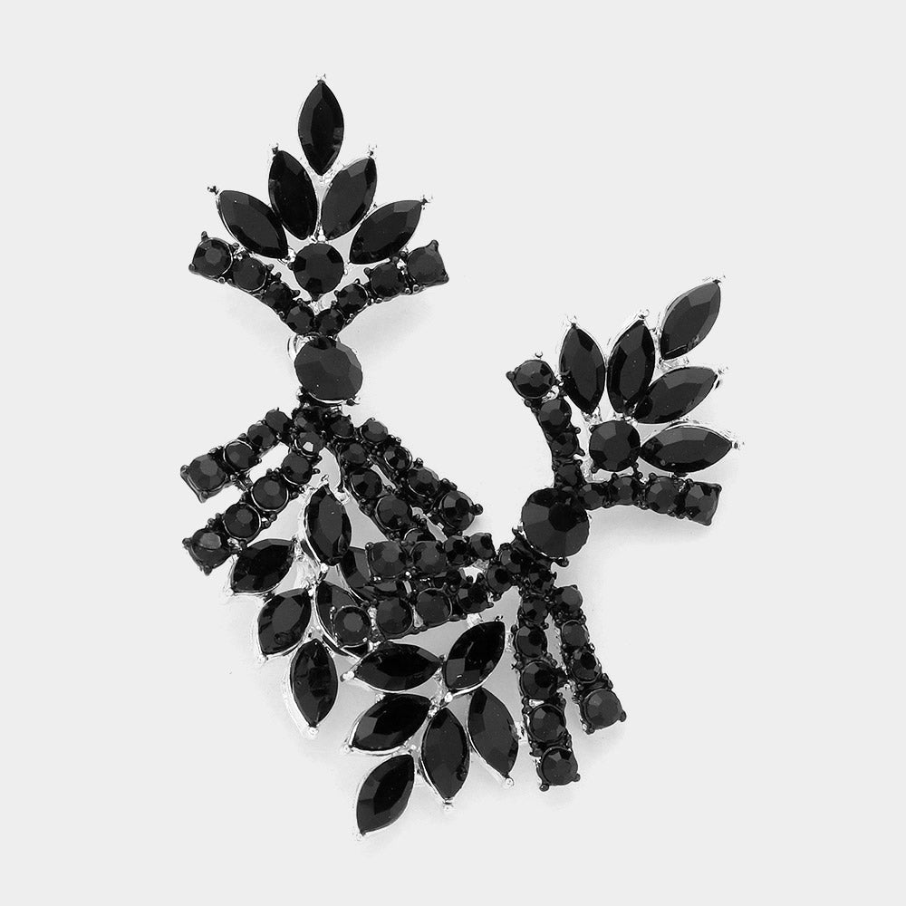 Black Multi Shape Stone Cluster Pageant Earrings  | Pageant Jewelry