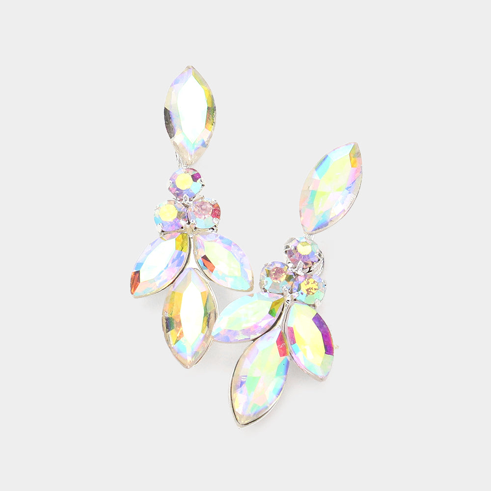 AB Marquise and Round Stone Dangle Pageant Earrings  | Interview Earrings