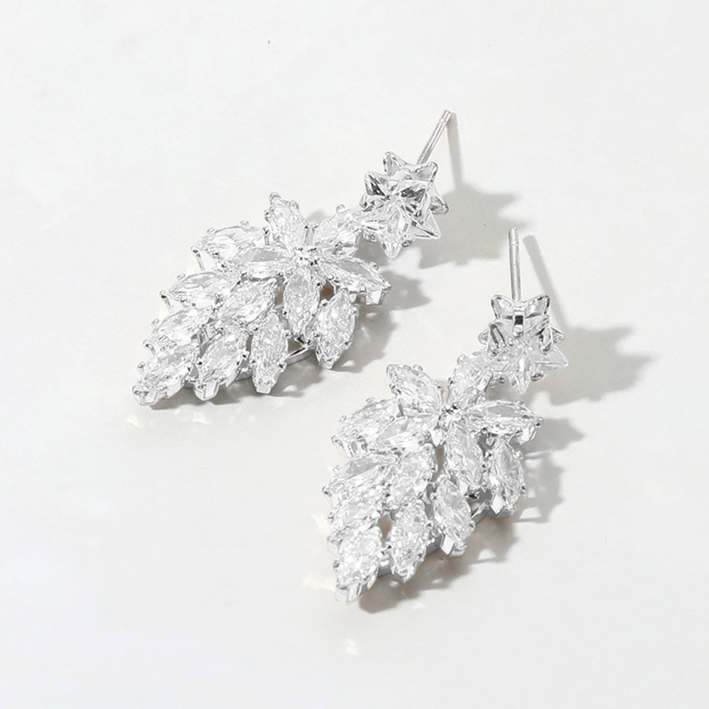 Small CZ Star and Marquise Stone Cluster Dangle Pageant Earrings | Earrings for Little Girls | Interview Earrings
