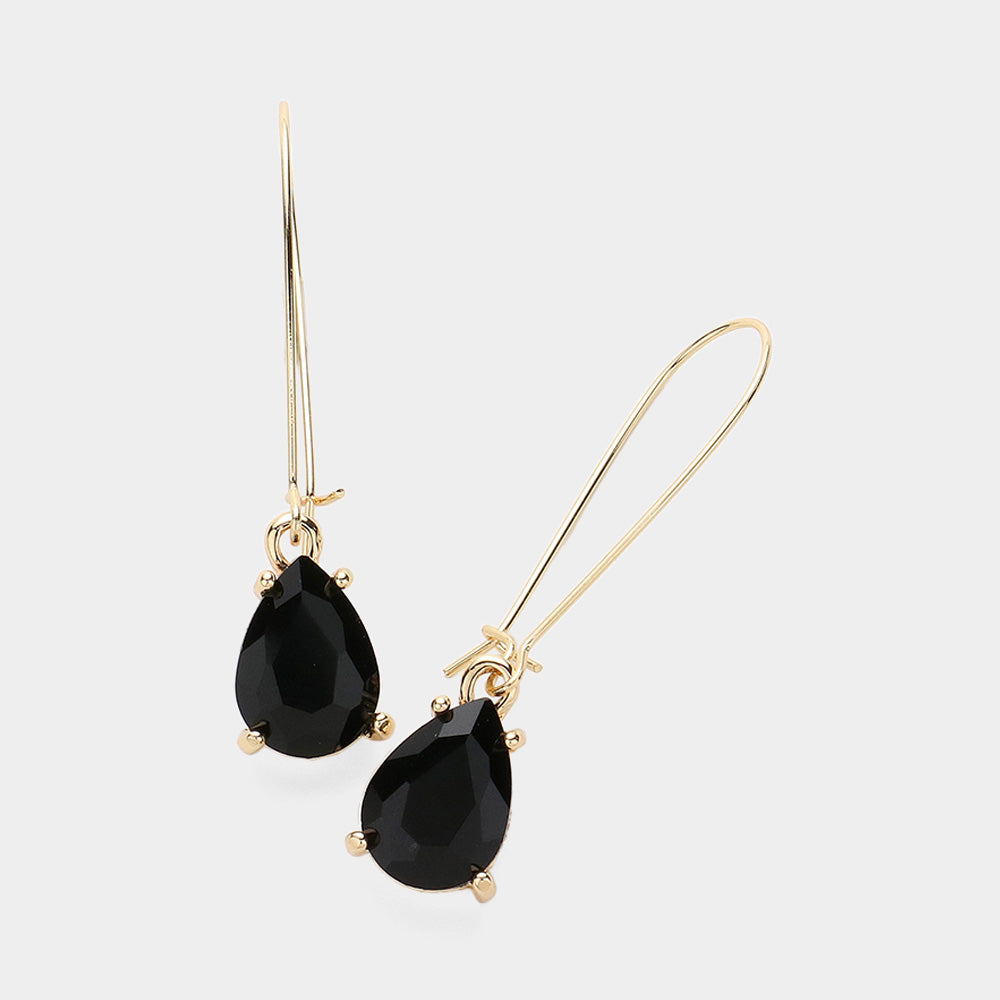 Elegant Black Teardrop Dangle Pageant Earrings | Formal Earrings