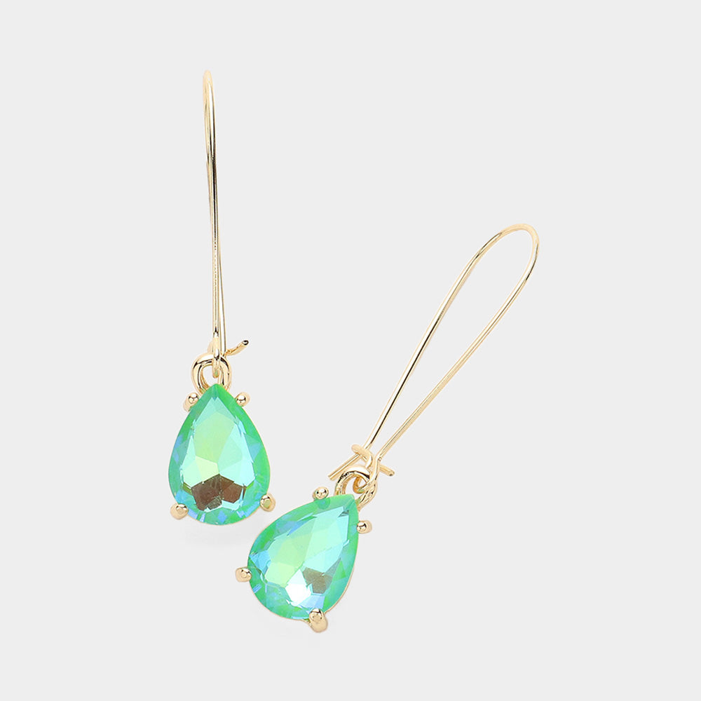 Elegant Mint AB Teardrop Dangle Pageant Earrings | Formal Earrings