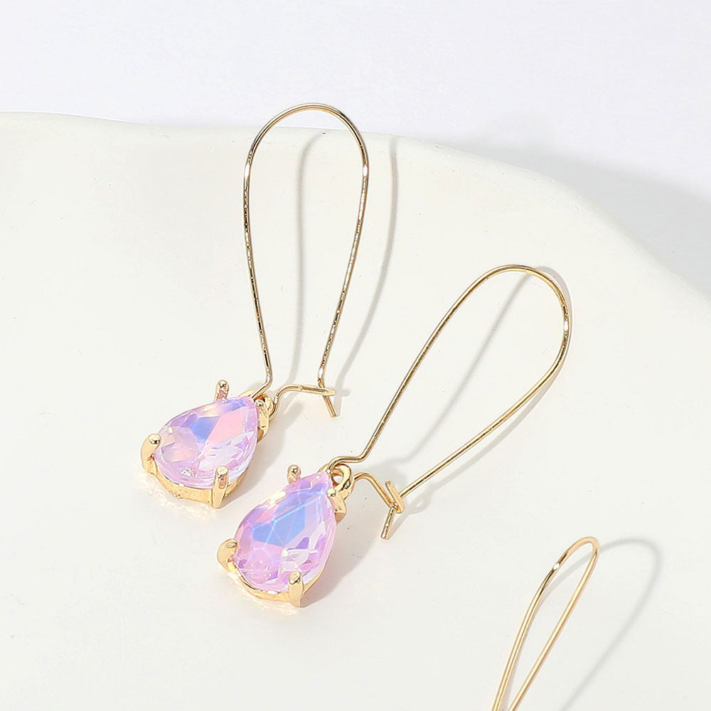 Elegant Lavender Opal Teardrop Dangle Pageant Earrings | Formal Earrings