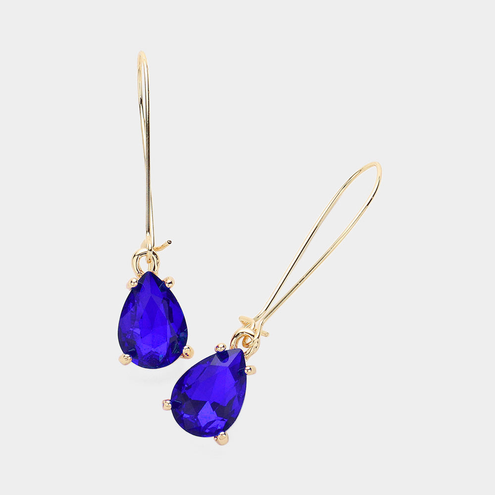 Elegant Sapphire Teardrop Dangle Pageant Earrings  | Formal Earrings
