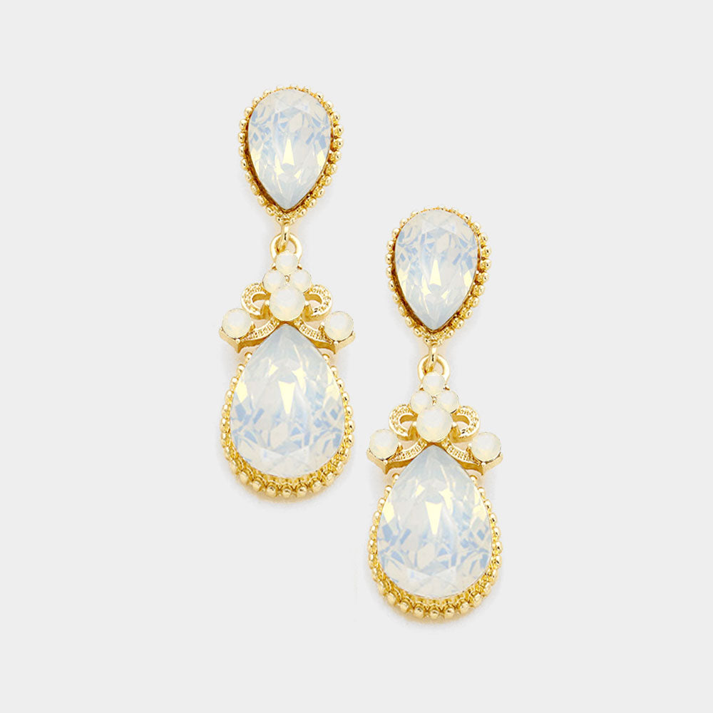 Little Girls Opal Teardrop Earrings 