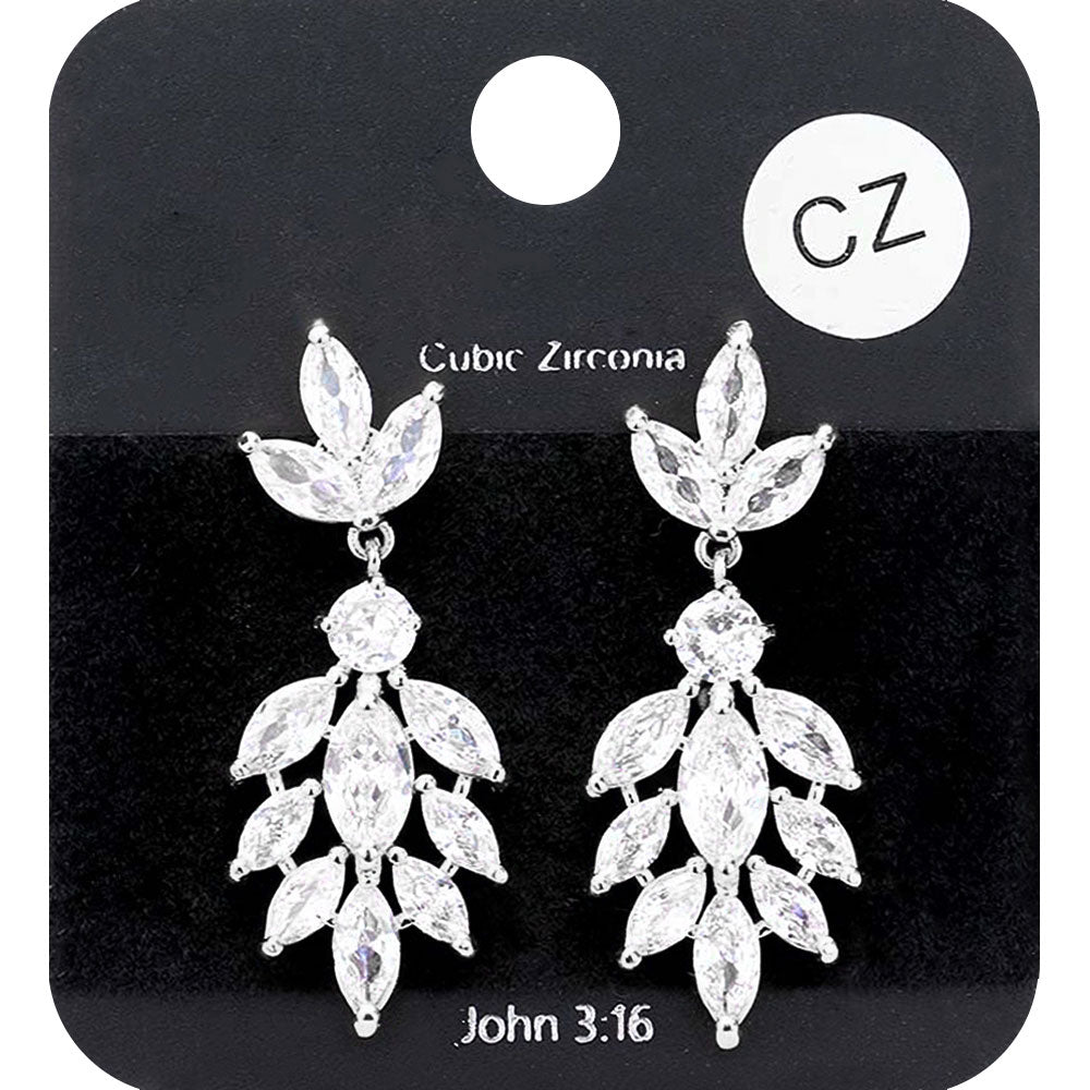 Small Clear Crystal Marquise CZ Stone Drop Pageant Earrings | Earrings for Little Girls
