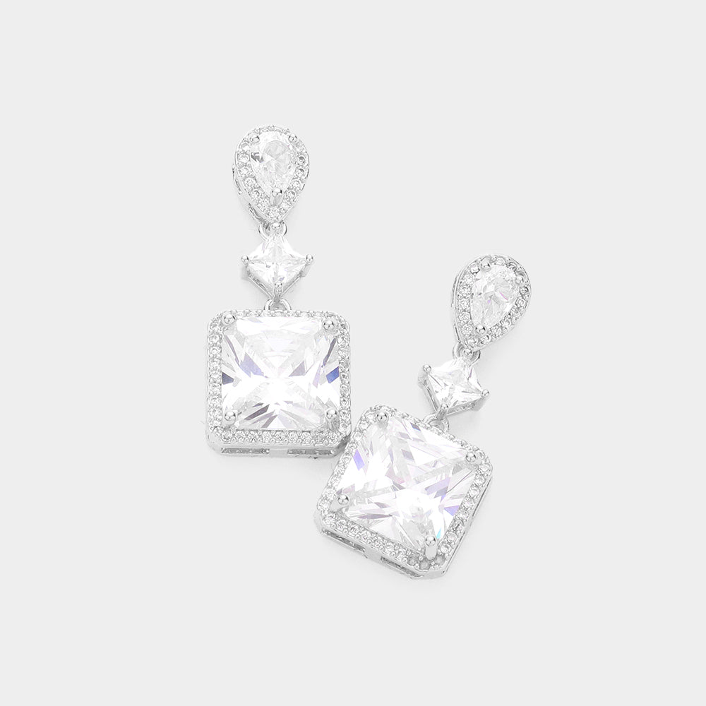 Small Crystal Multi Stone Dangle Pageant Earrings | Interview Earrings
