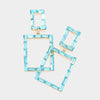 Aqua Baguette Stone Rectangle Dangle Pageant Earrings | Fun Fashion Earrings