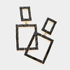 Black Baguette Stone Rectangle Dangle Pageant Earrings | Fun Fashion Earrings