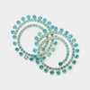 Aqua Crystal Cluster Swirl Round Pageant Earrings | Evening Earrings