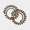 Black Crystal Cluster Swirl Round Pageant Earrings | Evening Earrings