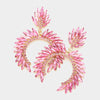 Pink Crystal Cluster Curved Pageant Earrings  | Dangle Earrings