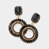 Black Crystal Cluster Open Round Pageant Earrings | Prom Earrings
