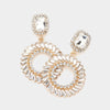 Clear Crystal Cluster Open Round Pageant Earrings  on Gold | Prom Earrings