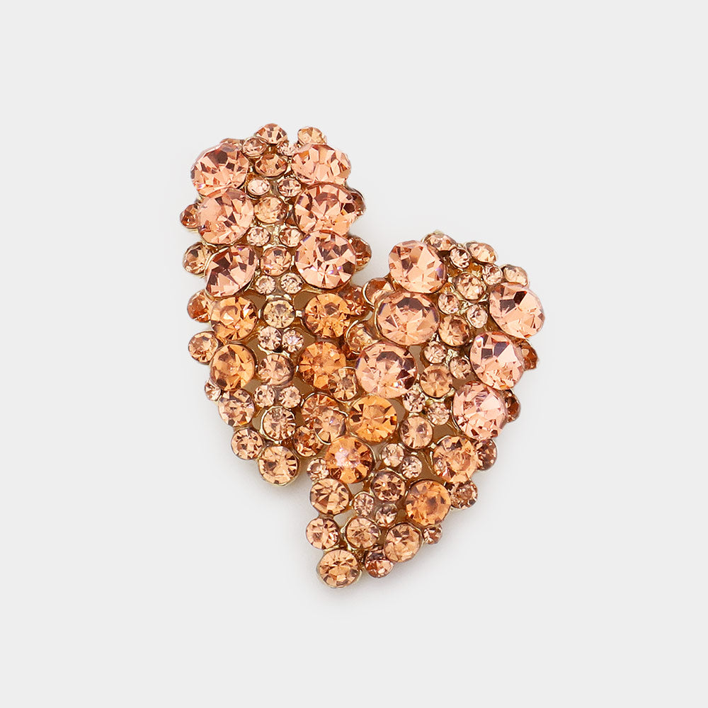 Peach Round Stone Cluster Pageant Earrings | Prom Earrings