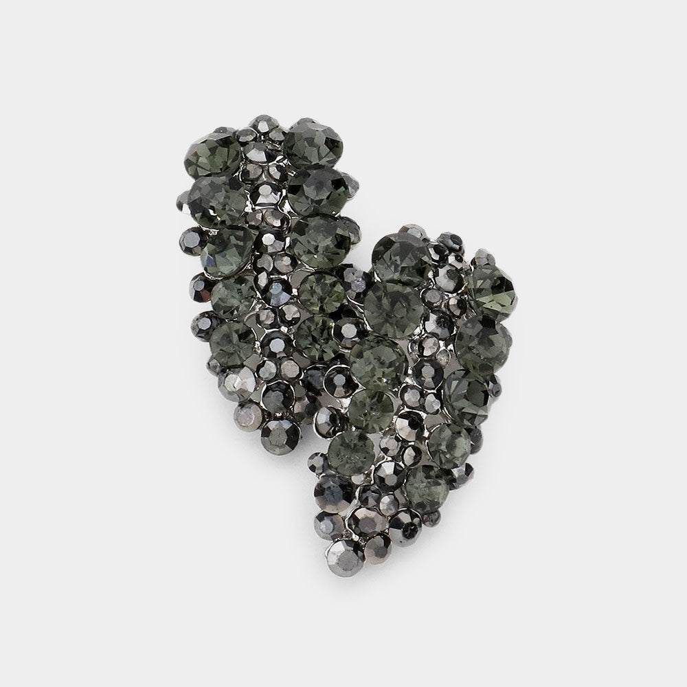 Black Diamond Round Stone Cluster Pageant Earrings | Prom Earrings