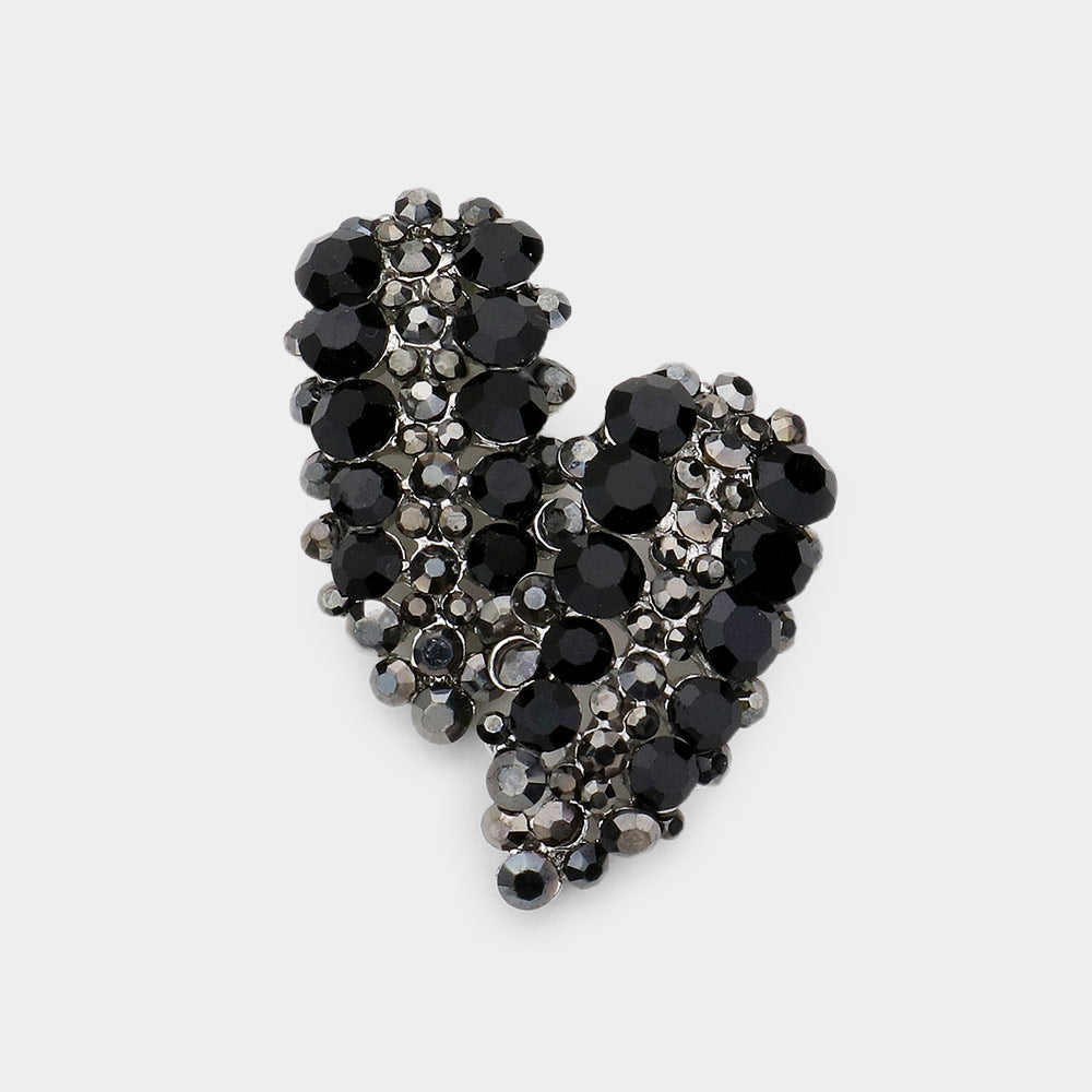 Jet Black Round Stone Cluster Pageant Earrings | Prom Earrings