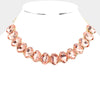 Peach Oval Stone Pageant Necklace | Evening Necklace