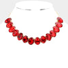 Red Oval Stone Pageant Necklace | Evening Necklace