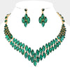 Marquise Emerald Crystal Stone Cluster Statement Necklace | Evening Necklace