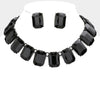 Black Crystal Emerald Cut Stone Link Statement Necklace   | Homecoming Jewelry