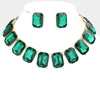 Emerald Crystal Emerald Cut Stone Link Statement Necklace   | Homecoming Jewelry