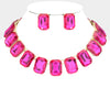 Fuchsia Crystal Emerald Cut Stone Link Statement Necklace | Homecoming Jewelry