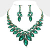 Emerald Marquise Stone Accented Pageant Necklace  | Evening Necklace Set
