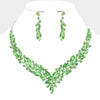 Light Green Mixed Stone Pageant Earrings | Prom Necklace Set