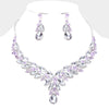 Amethyst Marquise Stone Leaf Pageant Necklace  | Evening Necklace