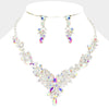 AB Marquise Stone Leaf Cluster Evening Necklace | Prom Jewelry