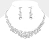 Clear Multi Stone Leaf Cluster Prom Necklace | Evening Necklace