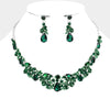 Emerald Multi Stone Leaf Cluster Prom Necklace | Evening Necklace