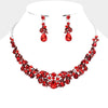 Red Multi Stone Leaf Cluster Prom Necklace | Evening Necklace