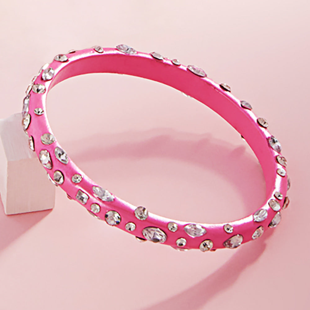 Pink Multi Stone Fun Fashion Bangle Bracelet | Outfit of Choice Jewelry