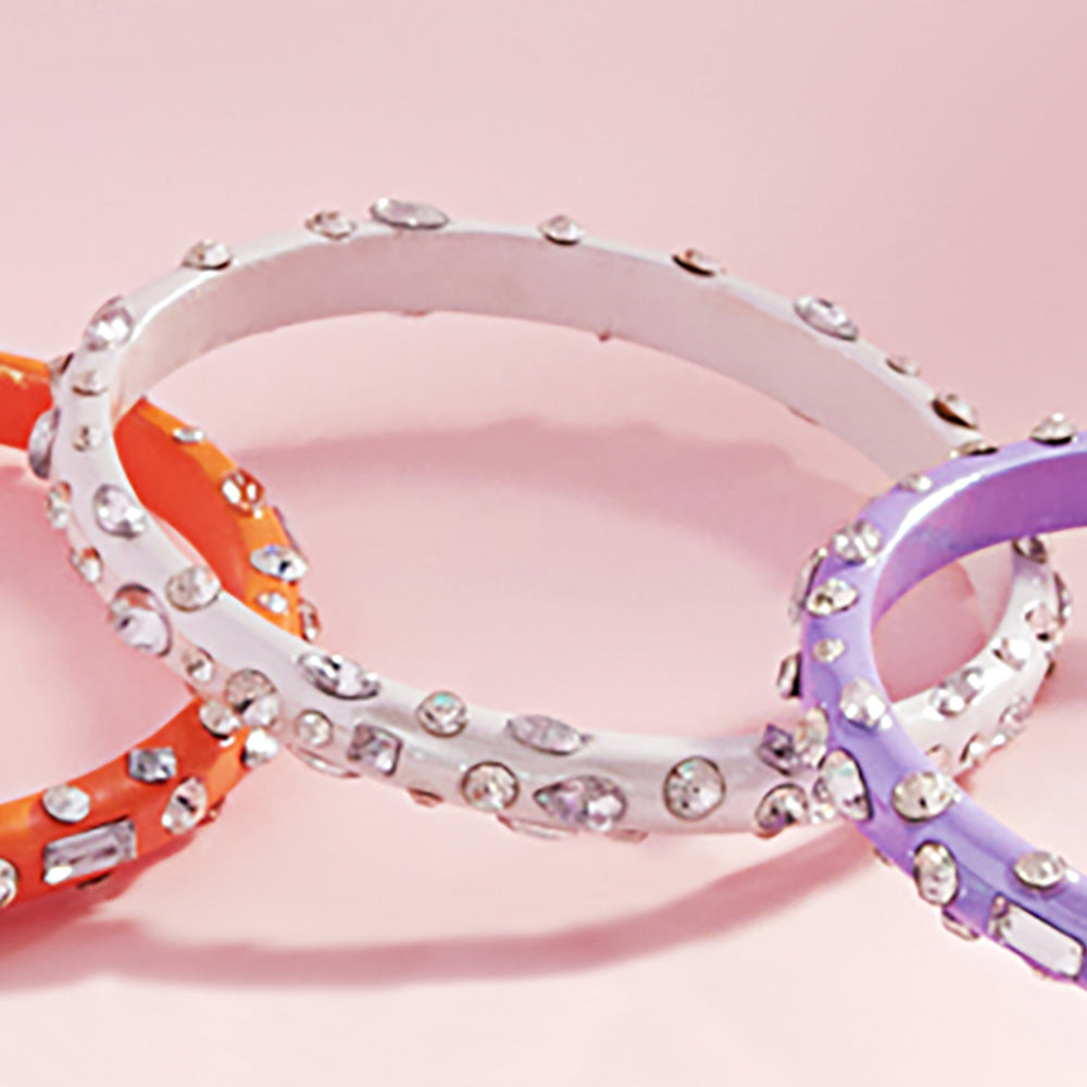 White Multi Stone Fun Fashion Bangle Bracelet | Outfit of Choice Jewelry