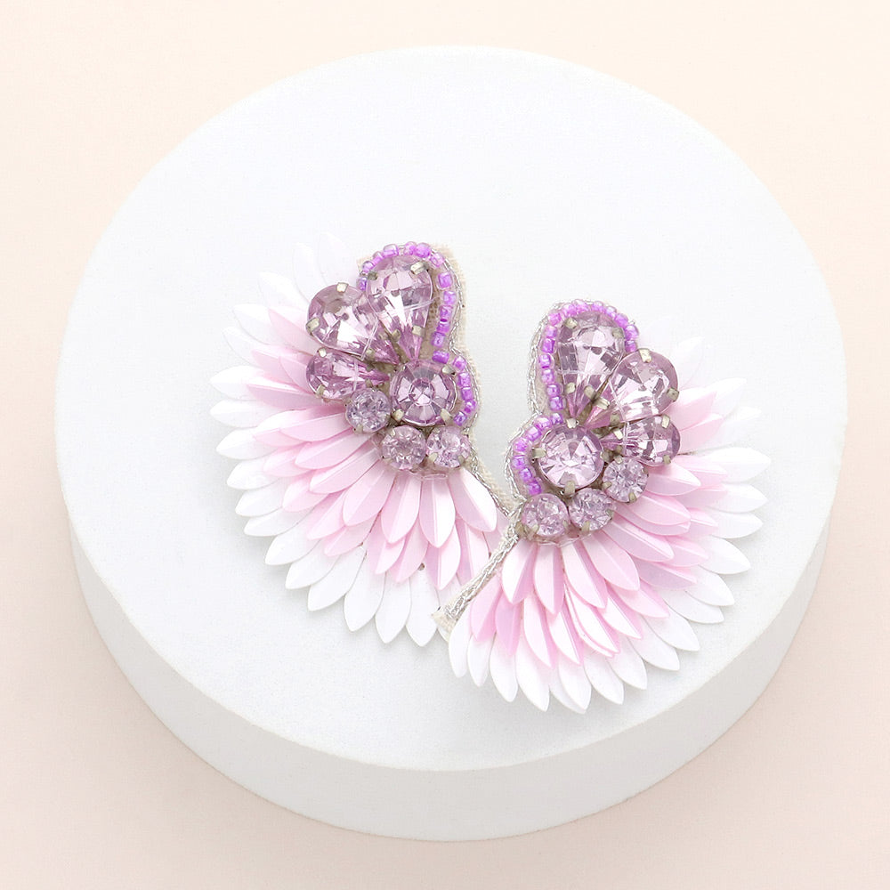 Felt Back Lavender Stone Boho Fun Fashion Earrings | Outfit of Choice Earrings