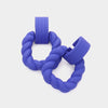 Blue Twisted Open Square Dangle Fun Fashion Earrings | Outfit of Choice Earrings