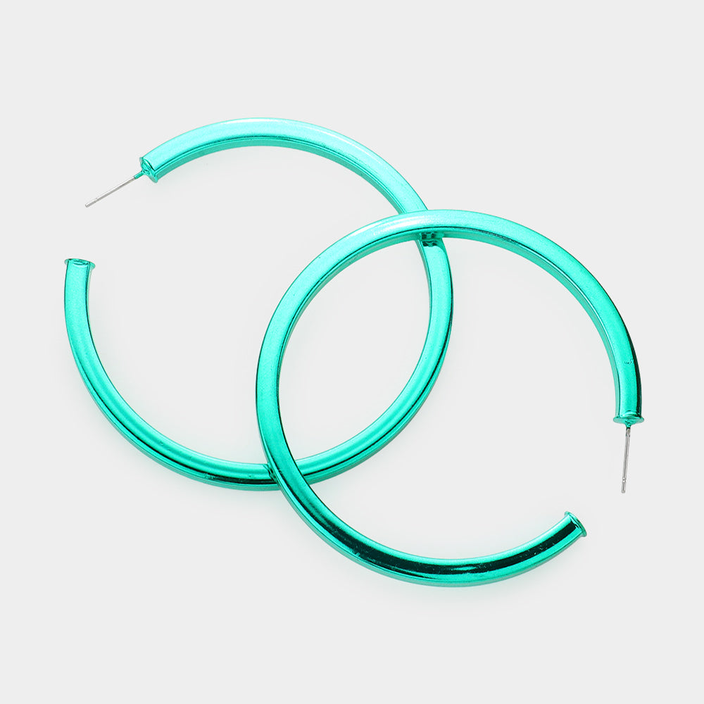 Green Hoop Earrings | 2.4" | Fun Fashion Earrings